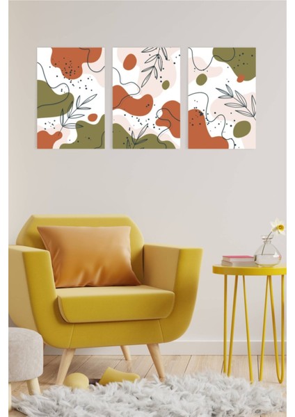 Abstract Yeşil-Turuncu-Pembe Desenli Ahşap Dekoratif Tablo fiyatları
