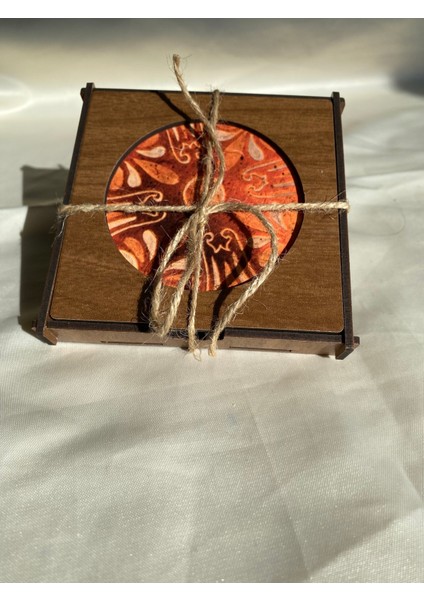 Çini Desenli 4'lü Set Ahşap Bardak Altlığı V1 fiyatları