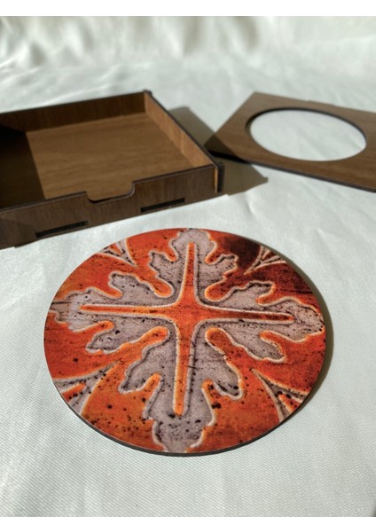 Çini Desenli 4'lü Set Ahşap Bardak Altlığı V1 indirimleri