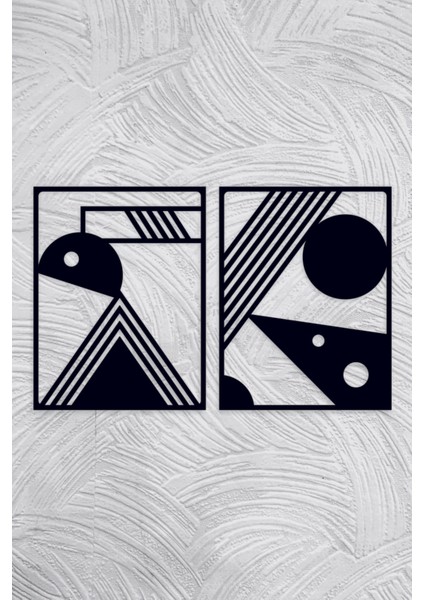 2'li Geometrik Duvar Dekoru - Süsü, Ahşap Dekoratif Tablo