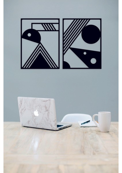 2'li Geometrik Duvar Dekoru - Süsü, Ahşap Dekoratif Tablo fiyatları