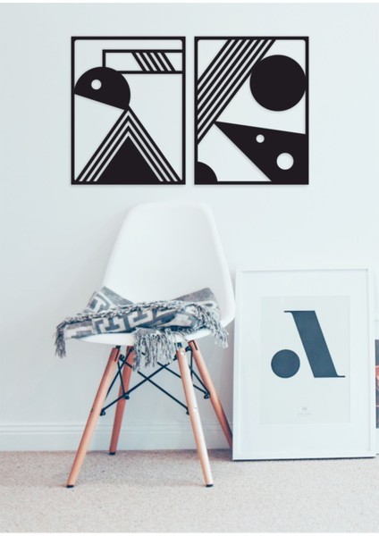 2'li Geometrik Duvar Dekoru - Süsü, Ahşap Dekoratif Tablo fırsatları