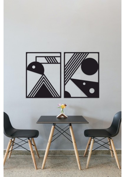 2'li Geometrik Duvar Dekoru - Süsü, Ahşap Dekoratif Tablo indirimleri