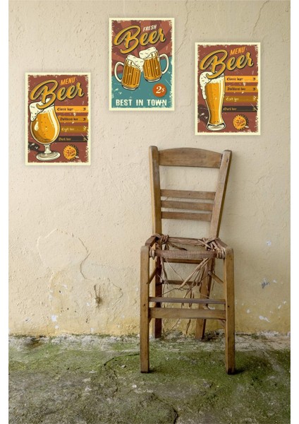Retro / Vintage 3 Lü Beer Tablo Seti indirimleri