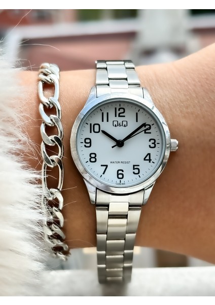 Marka Gümüş Renk, Çelik Kordon, Rakamlı Kadın Kol Saati+Bileklik