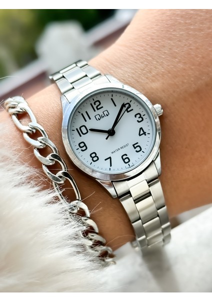 Marka Gümüş Renk, Çelik Kordon, Rakamlı Kadın Kol Saati+Bileklik fiyatları