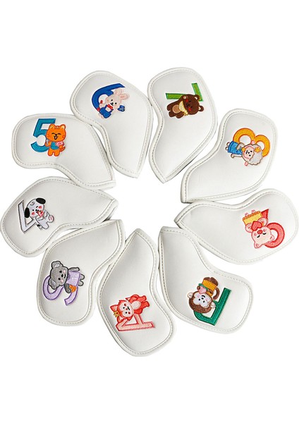 9x Golf Demir Başörtüsü Seti Golf Kulübü Baş Örtüsü Koruyucu Eğitim Için Beyaz (Yurt Dışından) fiyatları