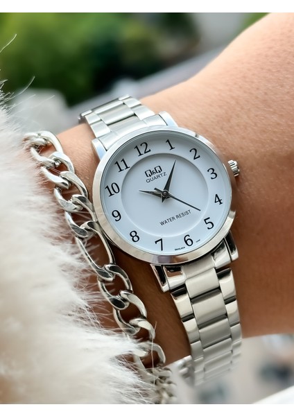 Marka Gümüş Renk, Çelik Kordon, Rakamlı Kadın Kol Saati+Bileklik fırsatları