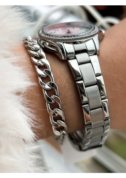 Çelik Kordon,sugeçirmez,2yıl Garantili Gümüş Renk Küçük Kasa Taşlı Kadın Kolsaati+Bileklik indirimleri