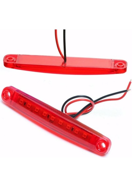 Kırmızı 9 Ledli Parmak Lamba 12V-24V 4 Adet