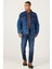 Erkek Lacivert Standart Fit Normal Kesim %100 Pamuk Denim Jean Ceket 1