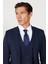 Slim Fit Dar Kesim Kırlangıç Yaka Kareli Yünlü Yelekli Takım Elbise 4