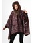 Kapşonlu Oversize Düğmeli Içi Kahverengi Peluş Kadife Mont Wein KK-801 4