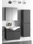 Yıldız 65+35 cm Antrasit Gri Mat Mdf Seramik Lavabolu Sepetli Asma Banyo Dolabı Takımı 1