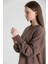 Vizon Belden Büzmeli Pamuk Düşük Omuz Bohem Oversize Sweat 2204 4