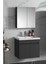 Çiğdem 65 cm Antrasit Gri Mat Mdf Seramik Lavabolu Asma Banyo Dolabı Takımı 2