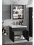 Çiğdem 65 cm Antrasit Gri Mat Mdf Seramik Lavabolu Asma Banyo Dolabı Takımı 3