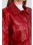 Kırmızı Gömlek Yaka Deri Mont 6