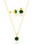 Lotus Çiçeği Gümüş Set Küpe Kolye Sarı Yaldızlı Zümrüt Taşlı SET-415 1