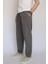 Unisex Yazlık Beli Lastikli Rahat Gri Keten Pamuklu Serin Tutan İpli Bol Keten Pantolon 3