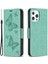 Iphone 13 Pro Telefon Kılıfı Magnicy Pu Deri Cüzdan Stand Baskısı Kelebek Flip Folio Koruyucu Kapak Kayış 6.1 Inç Yeşil (Yurt Dışından) 1
