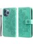 Iphone 13 Pro Telefon Kılıfı Ayarlanabilir Stand Tasarım Çiçek Desenli Cüzdan Deri Telefon Koruyucu Kılıf Strap 6.1 Inç-Yeşil (Yurt Dışından) 1