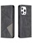 Iphone 13 Pro Telefon Kılıfı 6.1 Inç Güçlü Mıknatıs Geometrik Ekleme Deseni Deri Kılıf Kart Tutucu Kabuğu Stand-Black (Yurt Dışından) 1