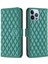 Iphone 13 Pro Telefon Kılıfı Için Tam Kapsam Pu Dergi Flip Cüzdan Kılıfı Stand Baskılı Rhombus Desen Yeşil (Yurt Dışından) 1