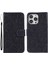 Iphone 13 Pro Telefon Kılıfı Için Baskılı Dantel Çiçekler Pu Doğru Tpu Iç Cüzdan Stand Flip Kapak Kayış 6.1 Inç-Siyah (Yurt Dışından) 1