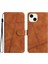 Iphone 13 Mini Telefon Kılıfı Için Cilt Touch Hissed Hücrel Çantası 5.4 Inç Dikiş Çizgileri Dekor Retro Pu Deri Standı Kapak Cüzdan-Kahverengi (Yurt Dışından) 1