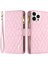 Iphone 13 Pro Cep Telefonu Kabuğu Için Baskılı Rhombus Desen Zipper Cep Standı Pu Deri Cüzdan Kapak Pembe (Yurt Dışından) 1