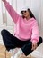 Kadın Pembe Urban Lifestyle Baskılı Oversize Kapüşonlu Sweatshirt 2