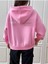 Kadın Pembe Urban Lifestyle Baskılı Oversize Kapüşonlu Sweatshirt 5