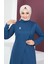 Broşlu Asimetrik Kesim İkili Takım-3132 İndigo 3