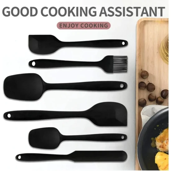 Elite AVM 6lı Takım Yanmaz Yapışmaz Mutfak Pasta Slikon Yumurta Fırçası Kaşık Bıçak Spatula Seti