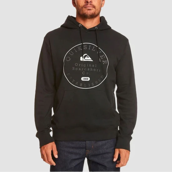 Quiksilver Siyah Erkek Kapüşonlu Sweatshirt EQYSF03150 Circle Trim Hood