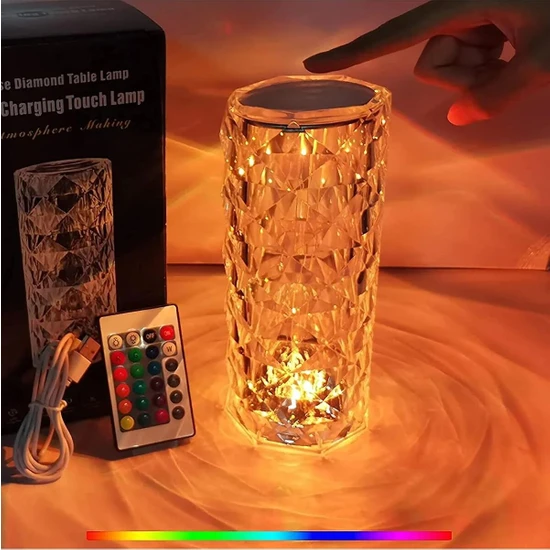 Touch Lamp Kristal Işıklı Dokunmadan Kontrol Kumandalı Kristal Lamba