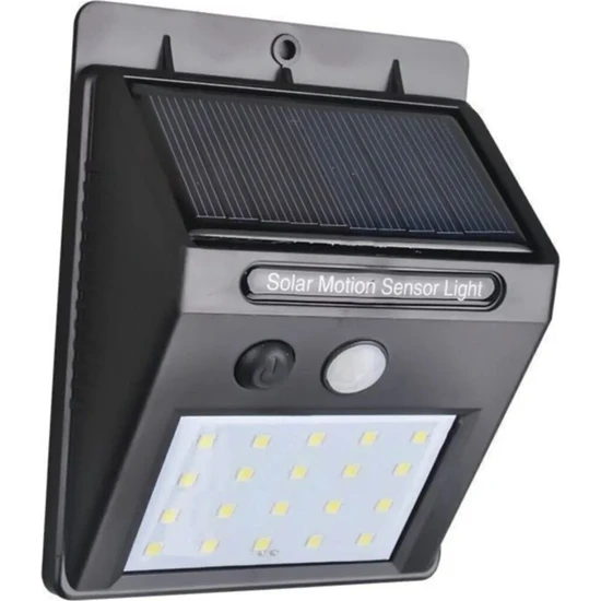 Elite AVM Hareket Sensörlü 20 Ledli Güneş Enerjili Solar Duvar Kapı Kamp Bahçe Lambası Fotoselli Projektör
