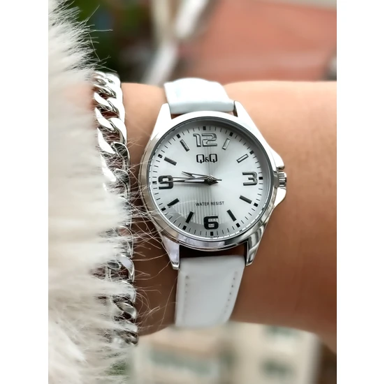 Marka Beyaz Deri Kordon Kadın Kol Saati+Bileklik
