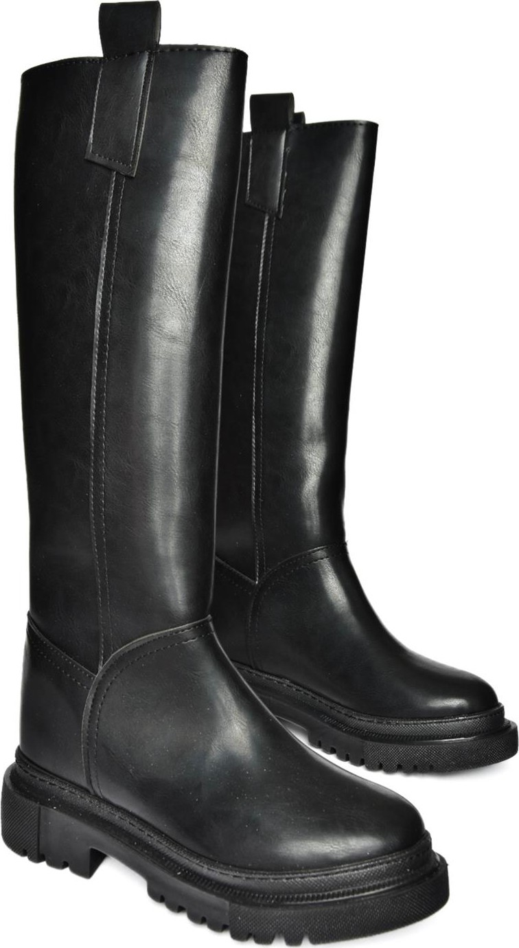 Fox Shoes R973201109 Siyah Cilt Kalın Tabanlı Kadın Çizme görsel 5