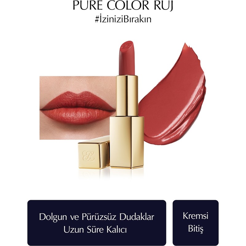Estee Lauder Kremsi Ruj - Pure Color Creme Lipstick Kremsi, Saten Bitiş - 3.5gr - Renk: 360 Fierce