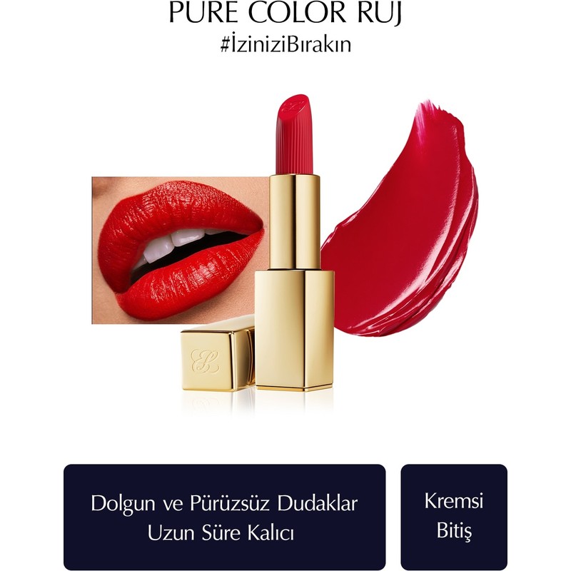 Estee Lauder Kremsi Ruj - Pure Color Creme Lipstick Kremsi, Saten Bitiş - 3.5gr - Renk: 520 Carnal