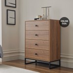 Enza Home Kalinsta Modern Şifonyer Ceviz Renk 4 Çekmeceli 100 cm Yükseklik