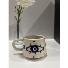 Heyna Göz Desenli El Yapımı Seramik Kupa Bardak Mug