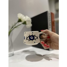 Heyna Göz Desenli El Yapımı Seramik Kupa Bardak Mug