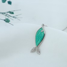 Neva Jewelry 925 Ayar Fantastik Açık Yeşil Balık Modelli Gümüş Kolye