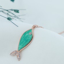 Neva Jewelry 925 Ayar Fantastik Açık Yeşil Balık Modelli Gümüş Kolye