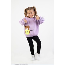 Harika Kids Kız Çocuk Orta Kalınlıkta Baskılı Örme Basic Taytlı Alt Üst Takımı