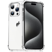 Case World Caseworld Apple iPhone 15 Pro Kapak Kamera Bölümü Açık Airbag Antishock Köşe Korumalı Şeffaf Silikon Kılıf