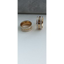 Zülisch Çelik Yüzük Gold Zirkontaşlı